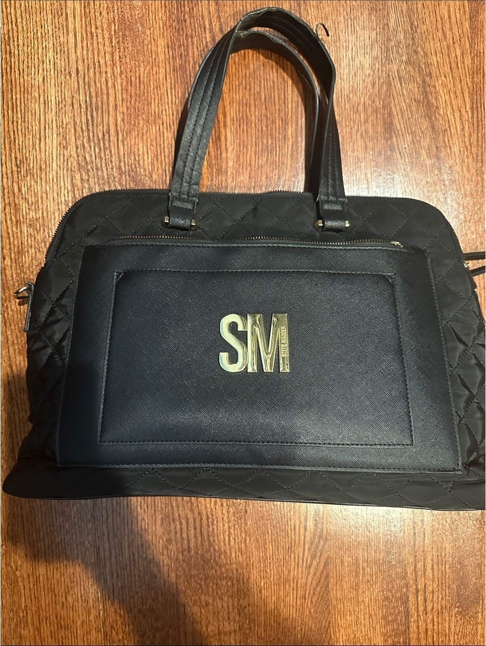Steve Madden Quilted Black Handbag with SM Logo